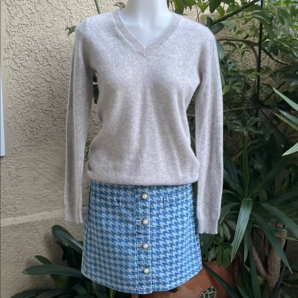 Gray Cashmere Charter Club V-Neck Sweater